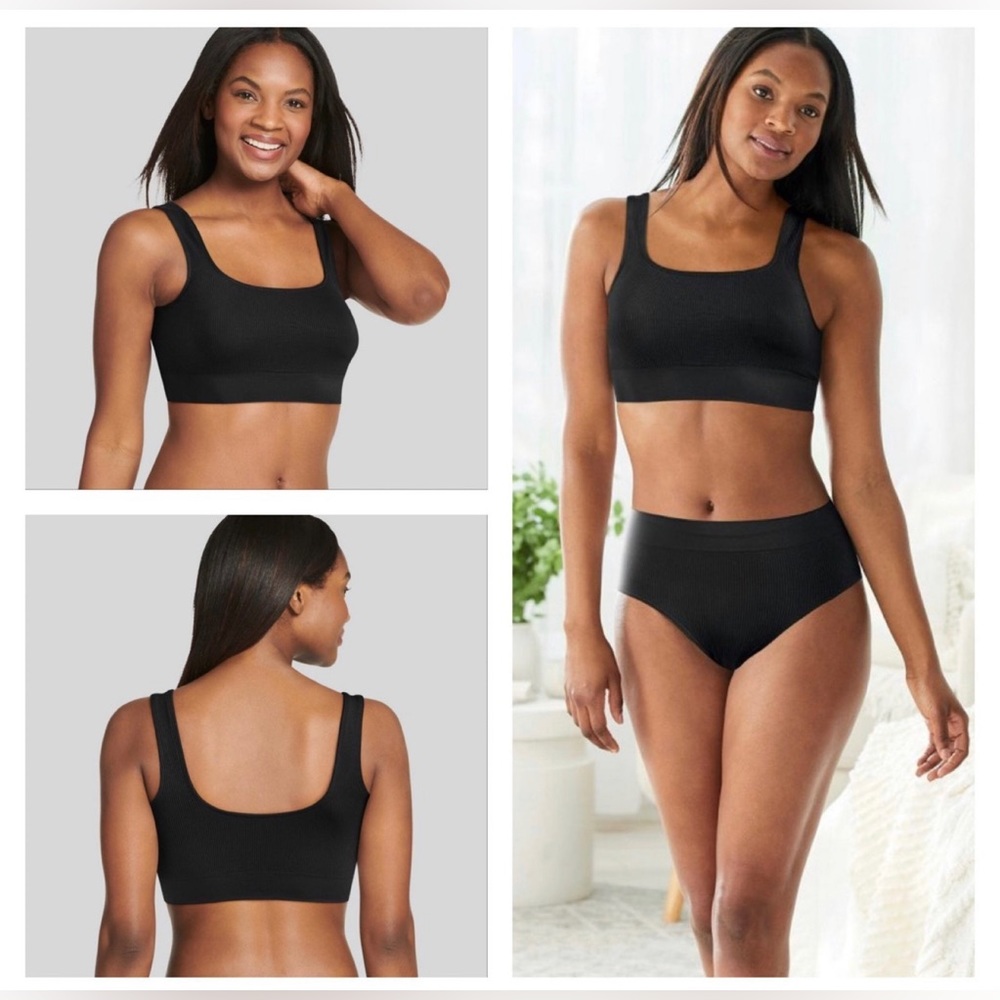 Jockey Generations | Women’s | Seamless Ribbed Scoop Neck Bralette | Black | XL